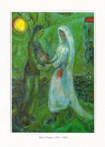 Kunstkarten B6 - Chagall "Verlobte auf grün..."