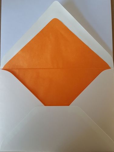 Briefumschläge B6 ivory mit Seidenfutter mandarin