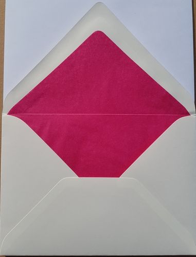 Briefumschläge B6 ivory mit Seidenfutter pink