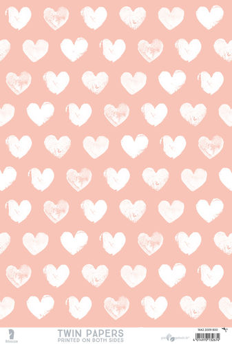 Twin Paper Blätter DIN A4 "Weiße Herzen auf Rosé-Bunte Punkte"