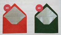 Weihnachts-Briefumschläge B6 grün und rot, Futter gold+silber