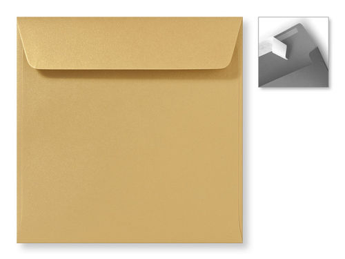Quadratische Briefumschläge 16x16 cm, gold metallic