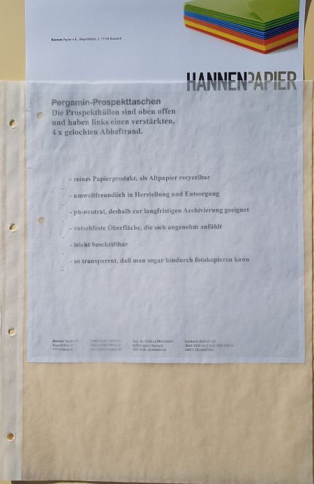 Prospekthüllen aus Pergamin-Papier 40g/m²