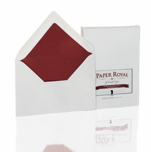Paper-Royal Briefumschläge DIN C6 eisgrau - Futter rot